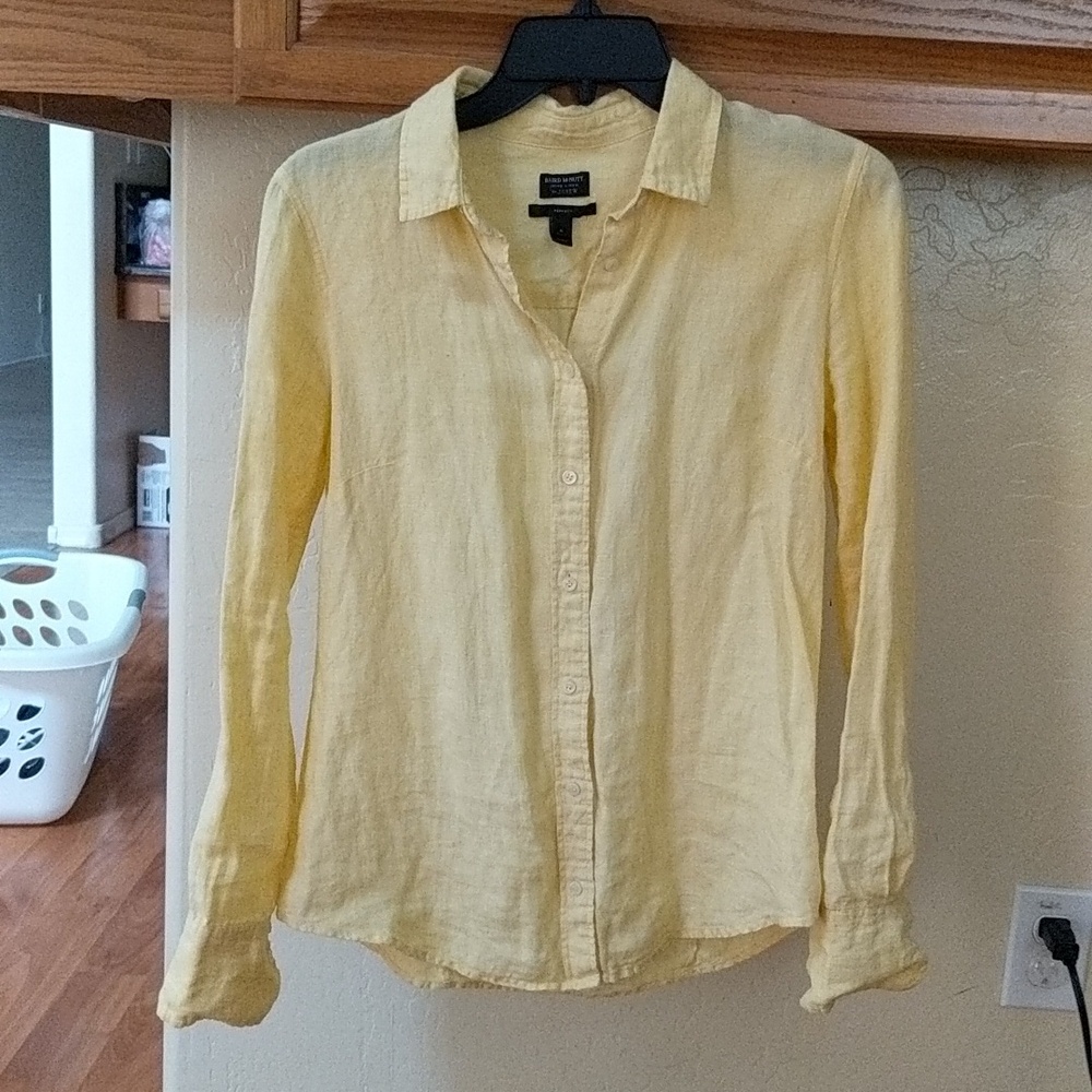 J.crew Women's Yellow Irish Linen Button Down Shirt new not been worn